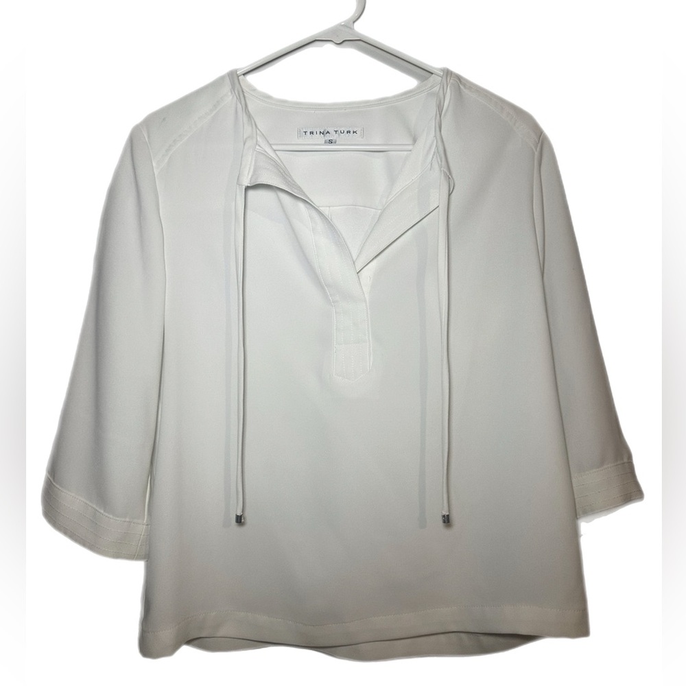 Trina Turk White 3/4 Sleeve Blouse